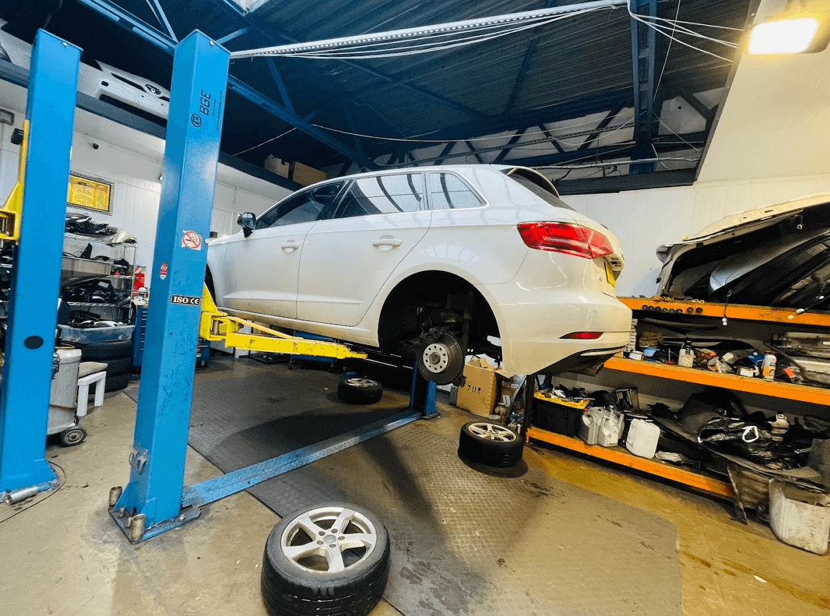 Mechanic working on a car